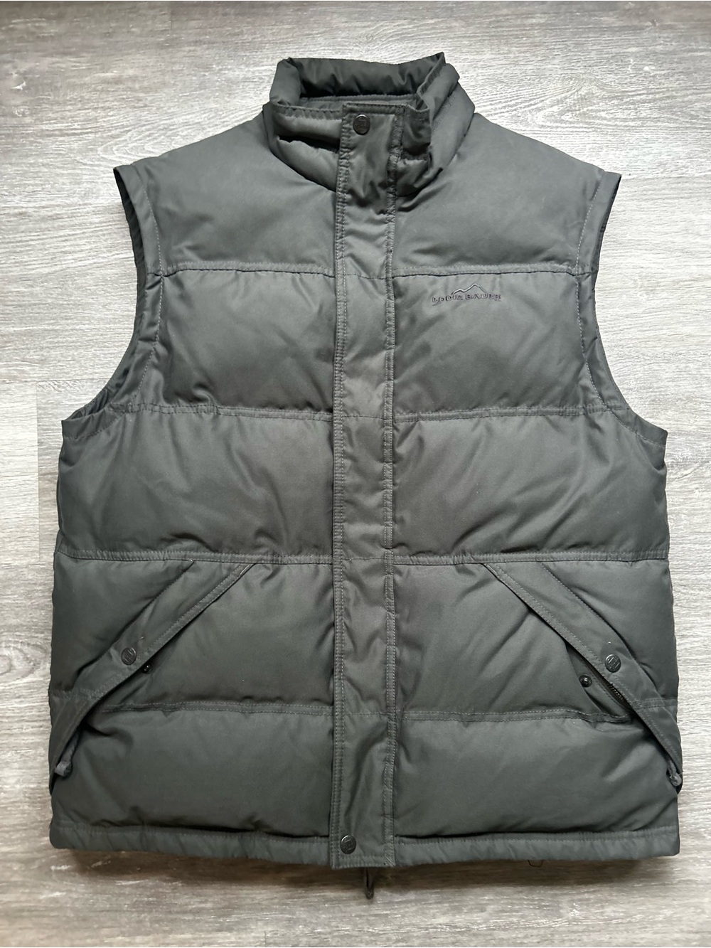 Eddie Bauer Premium Goose Down Quilted Insulated Vest Dark Gray Men’s Size Large
